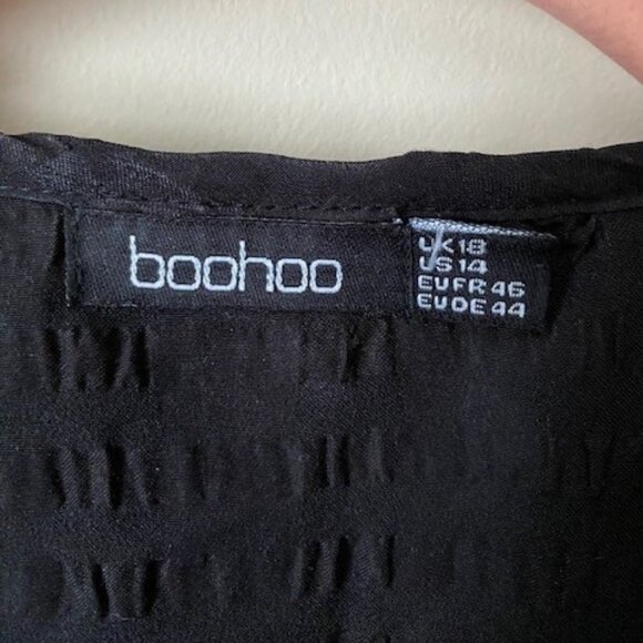 Black Boho Tie Front Long Sleeve Blouse - Picture 5 of 8